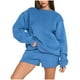 thumbnail image 1 of ICHUANYI Clearance Women's Round Neck Pullover Long Sleeve Sweater Loose Women's Fashion Casual Shorts Set(Blue, M) ICHUANYI WER2023081005161, 1 of 7