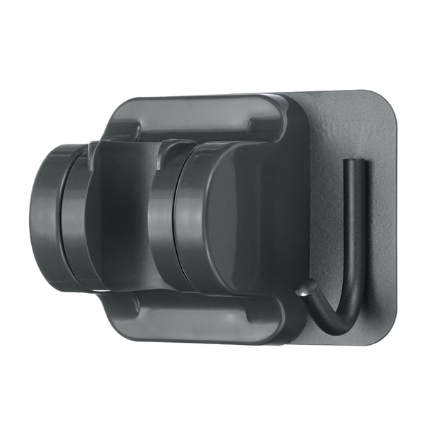 Soporte de ducha de 2 piezas con gancho, soporte adhesivo para montaje en pared (gris)