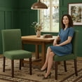 thumbnail image 6 of Upholstered Fabric Dining Chairs Set of 6 with Wood Legs, Modern Parsons Chairs with High Back for Kitchen, Dining Room, or Restaurant, Green, 6 of 6
