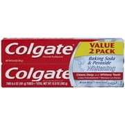 Colgate Whitening Baking Soda & Peroxide Fluoride Toothpaste, Brisk Mint, 6.4 Oz, 2 Ct