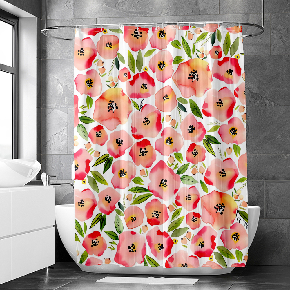 Floral Shower Curtain Peach Shower Curtains for Bathroom Pretty Shower