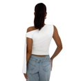 thumbnail image 4 of Women'S Ruched One Off the Shoulder Tank Tops Asymmetrical Neck Tie Shoulder Going Out Top White M, 4 of 9