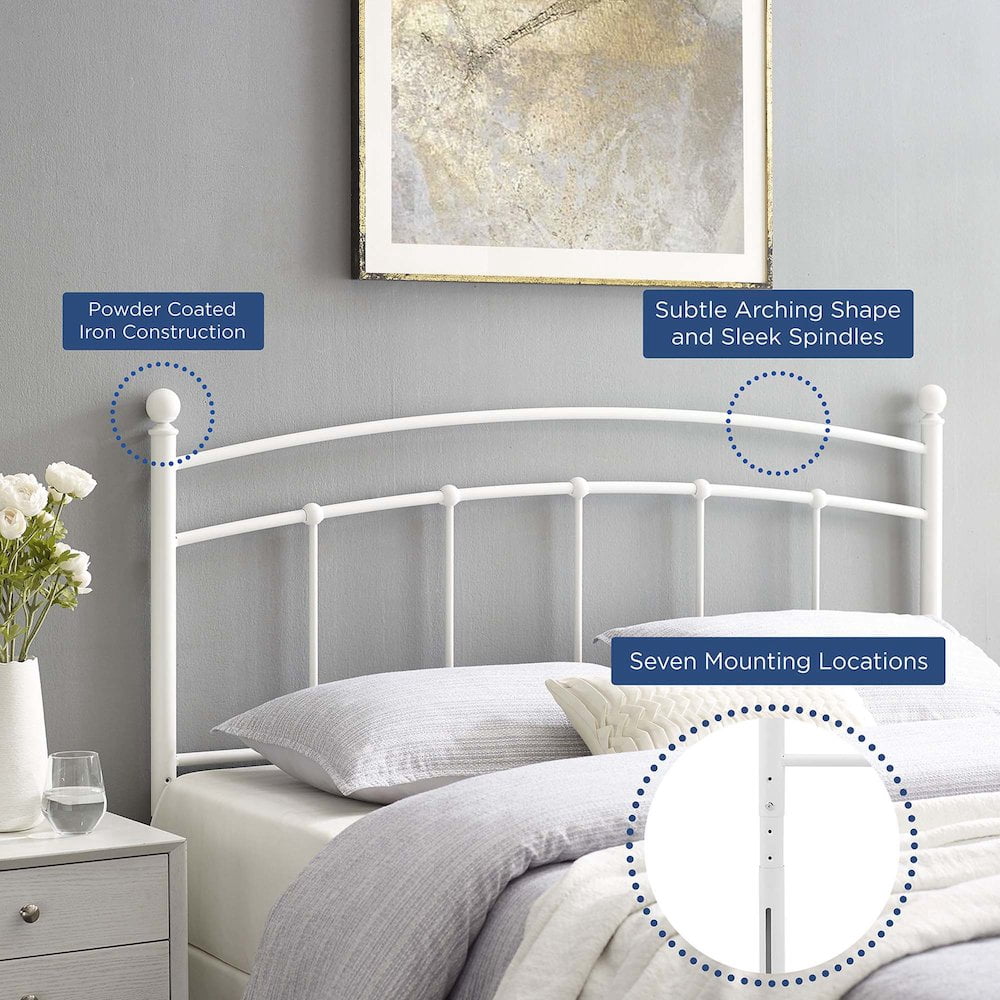 Modway Abigail Modern Farmhouse Twin Metal Spindle Headboard in White