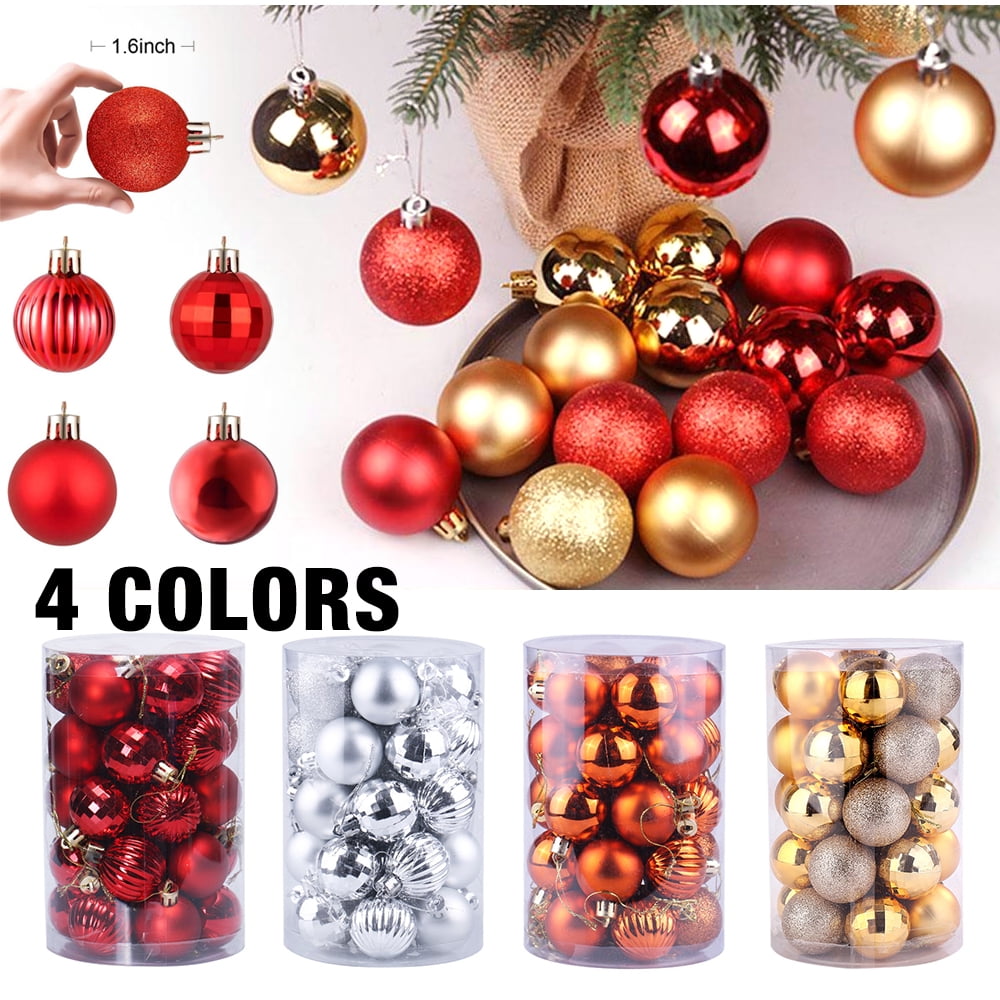 Assorted Shatterproof Christmas Tree Balls Rose Gold Decorative Hanging Baubles Set for Holiday Weeding Party Home Decorations 100Pcs Christmas Ball Ornaments Set 