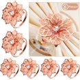 thumbnail image 1 of 12 piezas de servilleteros de aleación con servilletero de flores huecas, adornos, servilleteros domésticos exquisitos, juego de anillos para boda, banquete, cena de Navidad, decoración (dorado) brillar Hogar, 1 of 6