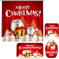 thumbnail image 3 of Juego de 4 cortinas de ducha navideñas de 72 x 72 pulgadas con tapetes antideslizantes, tapa de inodoro y cortinas de ducha impermeables de Claus, decoración de baño, regalos para Navidad, 3 of 5