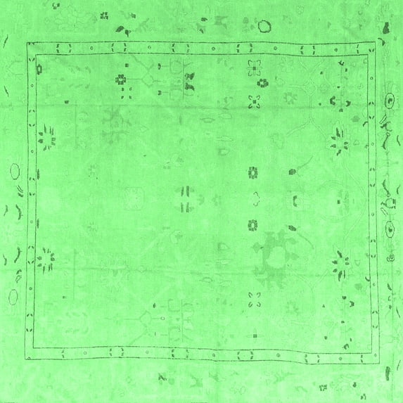 Ahgly Company Indoor Square Oriental Emerald Green Traditional Area Rugs, 8' Square