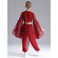 thumbnail image 4 of YiZYiF Kids Girls Chiffon Flowy Modern Dance Pants Belly Dancewear Arabic Princess Wide Leg Trousers Burgundy 10, 4 of 7