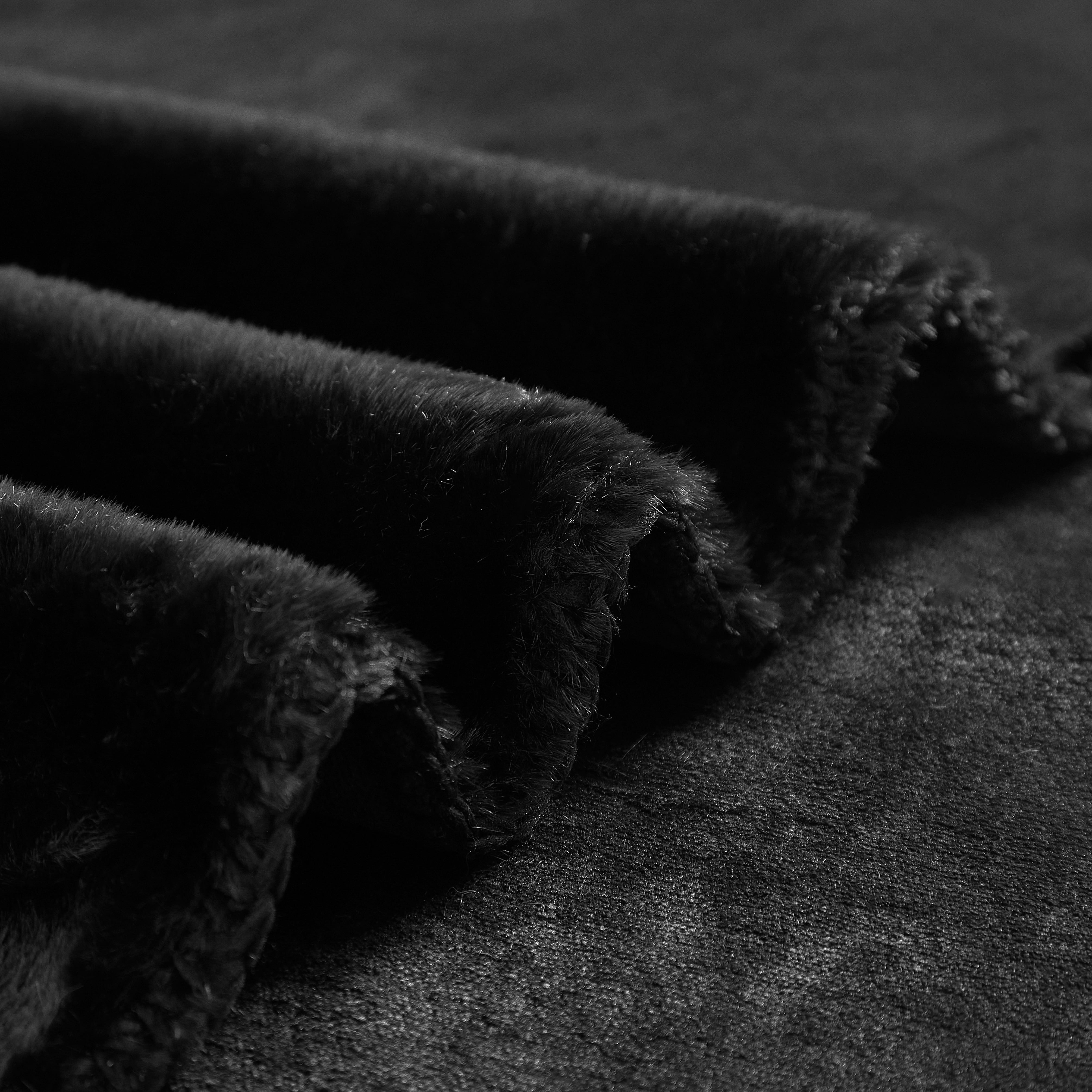 Cozy Haven Luxury Reversible Faux Fur Bed Blanket, Black, King, 102 x 92 in