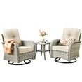 thumbnail image 5 of XIZZI 3-Piece Patio Furniture Set High Back Patio Conversation Chairs Set Outdoor Swivel Glider Rocker Chairs Wicker Outdoor Rocking Swivel Chairs with Side Table for Porch, Beige, 5 of 11