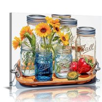 Nawypu Rustic Wall Art Daisy Butterfly Gift Canvas Vintage Floral Wall Art Flowers Inspirational Picture For Bedroom Living Room Bathroom Office Wall Decor Framed Home Decorations Ready To Hang