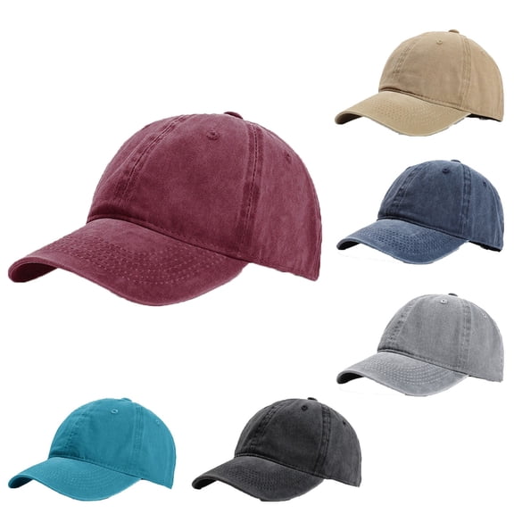 Washed Cotton Soft Top Baseball Cap Solid Color Distressed Adjustable Unstructured Dad Hat Breathable Low Profile Curved Brim Sun Hat for Outdoor Sports Travel Daily Casual Wear