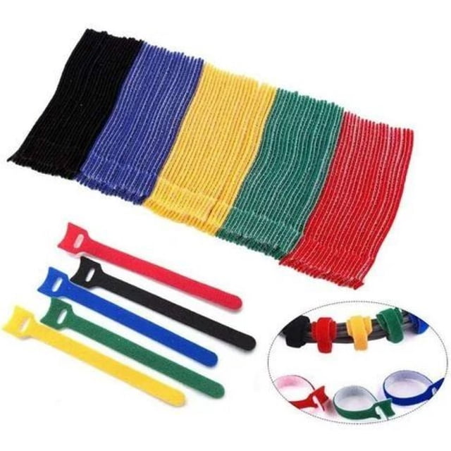 Bridas ajustables en colores brillantes, bridas de microfibra con gancho y bucle para una gestión rápida y sencilla de los cables, respetuosas con el medio ambiente y sin olores