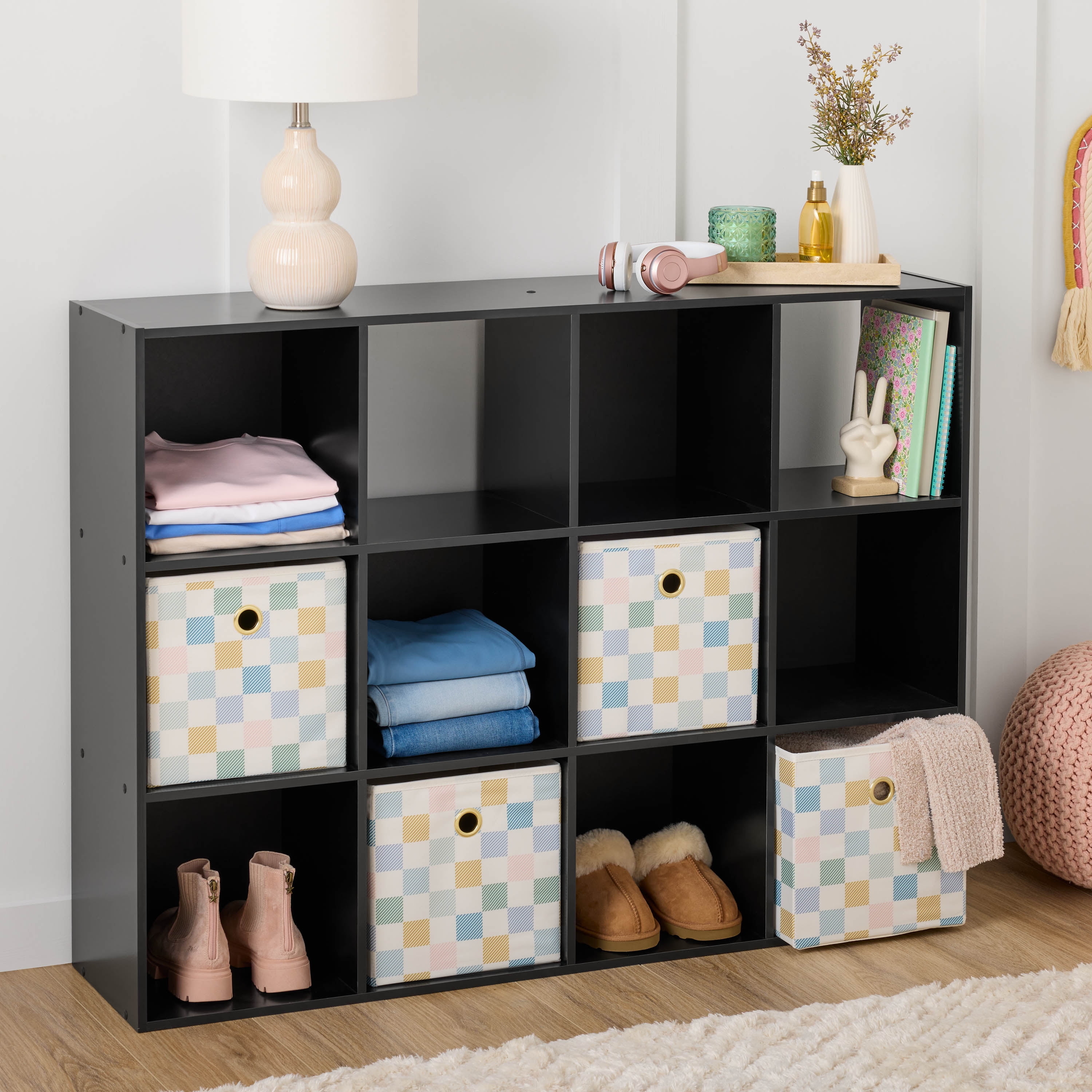 Mainstays 12 Cube Storage Organizer, Black