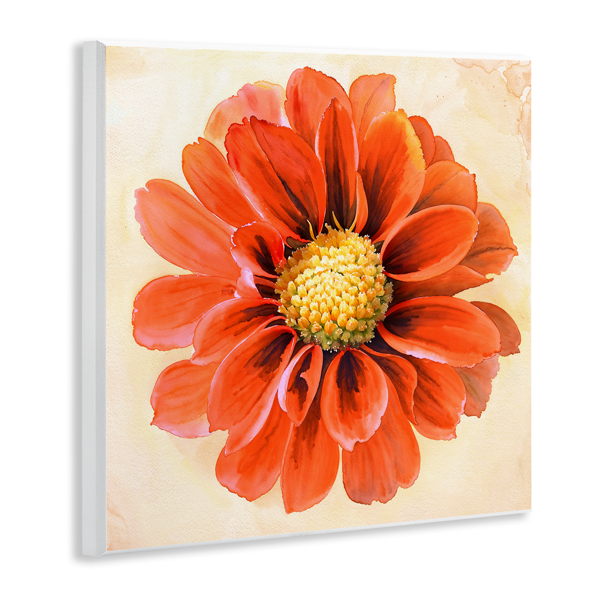 Stupell Industries Orange Dahlia Bloom Plants & Flowers Painting Unframed Art Print Wall Art, 12 x 12