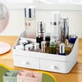 thumbnail image 1 of Organizador de maquillaje de gran capacidad con cajones | Organizador de tocador y escritorio para cosméticos, joyas y artículos de oficina | Caja de plástico verde, rosa y blanca para dormitorio y, 1 of 6