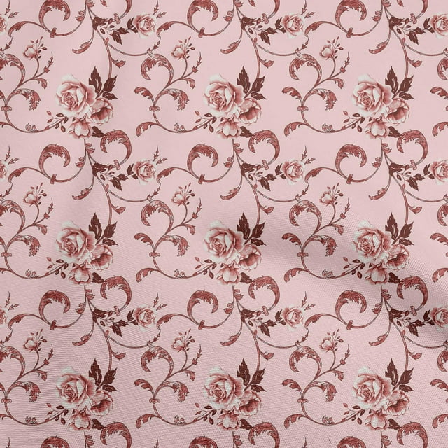 oneOone Rayon Light Pink Fabric Asian Pottery Floral Fabric For Sewing Printed Craft Fabric By The Yard 56 Inch Wide