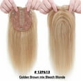 thumbnail image 2 of Benehair Clip In Remy Human Hair Extensions Silk Base Topper Hairpiece With Bangs Toupee Wig for Women Hair Loss Highlight Blonde, 2 of 11