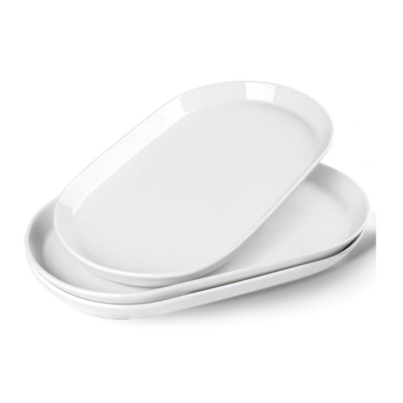 14" Oval Serving Platter - Ceramic Large Serving Platters For Entertaining, Party Set of 3