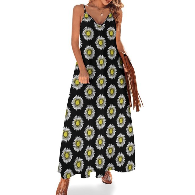 Vestido sin mangas estilo hippie retro vintage de los años 60 y 70 con diseño de flores y margaritas Love Daisy Flower Power, vestido de verano para uso diario