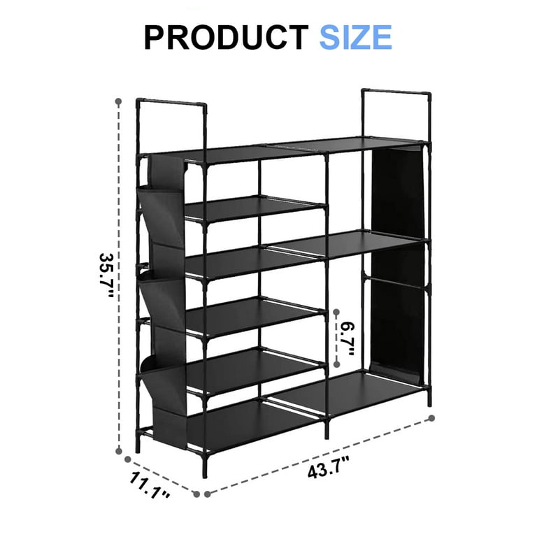 Techvida 6 Tiers Shoe Rack Shoe Storage Organizer for Entryway Closet Stackable Shoe Shelf Hold up to 15 18 Pairs Shoes