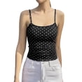 thumbnail image 2 of Women'S Cute Cropped Tank Tops Summer Polka Dots Y2K Going Out Basic Sleeveless Camisole Shirts Black L, 2 of 7
