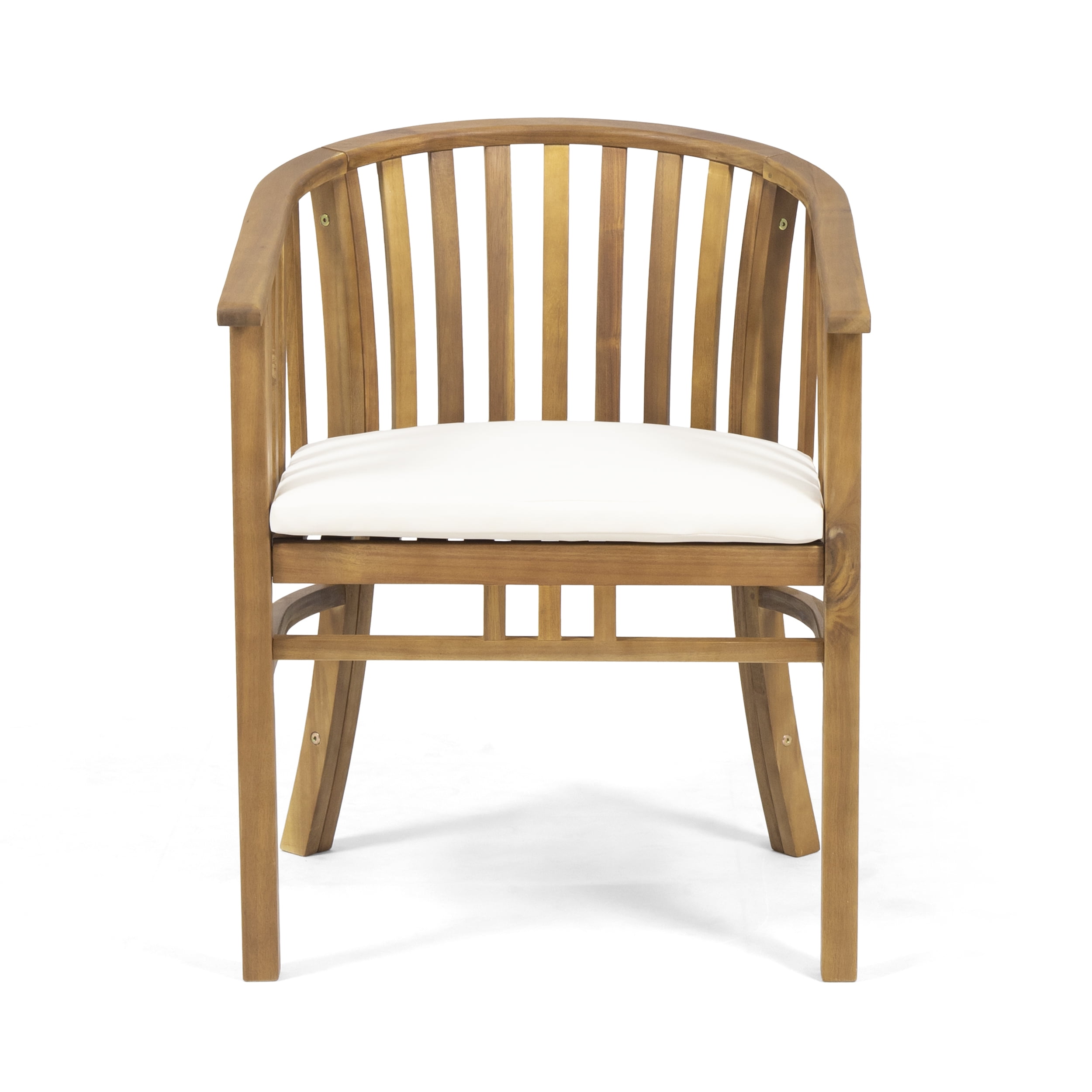 Mintazer Set of 2 Curved Outdoor Arm Chairs, Patio Dining Chairs with Water-Resistant Beige Cushioned, Natural