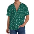 thumbnail image 7 of Lsque Christmas Snowflakes print Men's Cuban Collar Short Sleeve Shirt Summer Beachwear Casual Button Down Fashionable Vacation Leisure Shirt-X-Large, 7 of 7