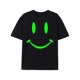 thumbnail image 3 of Camiseta gráfica retro Happy Hardcore Smile que brilla en la oscuridad para hombre. Cuello redondo de algodón negro con diseño de cara alegre verde neón. Estilo raver informal para todas las estacione, 3 of 8