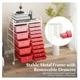 thumbnail image 5 of Rolling Cart with 15 Drawers, Rolling Drawer Organizer Cart w/Lockable Wheels, Removable & 2-Sized Storage Drawers, Art Cart for School Home Art Supplies File Scrapbook (Mixed Pink), 5 of 9