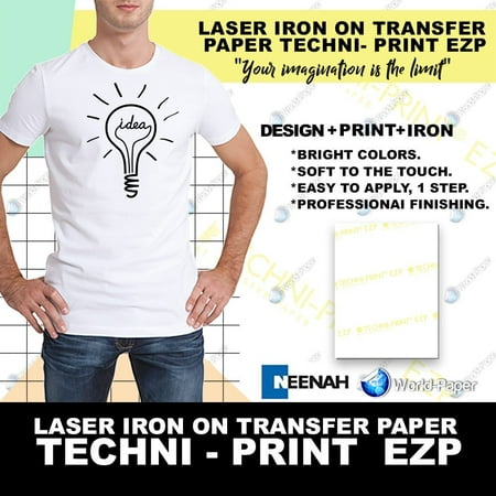 Laser Heat Transfer Paper, for Light fabric - Techni Print EZP- 10 Sheets - 8.5