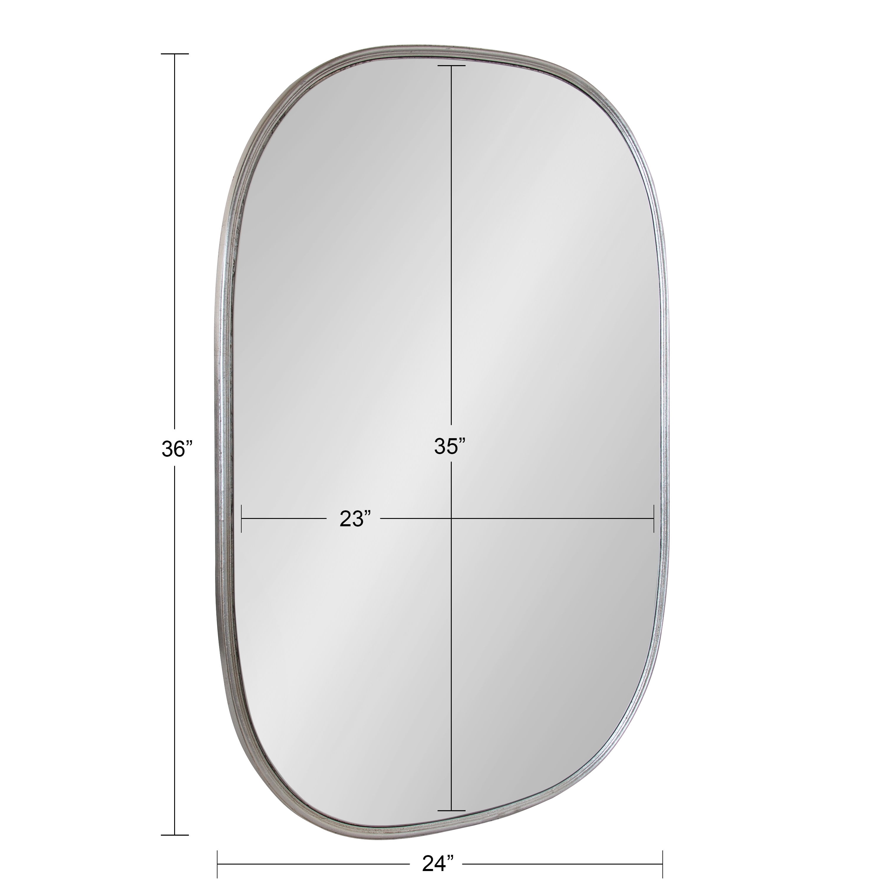 Kate and Laurel Caskill Modern Capsule Wall Mirror, 24 x 36, Silver, Decorative Mirror for Wall
