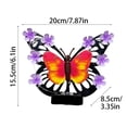 Solar Metal Butterfly Wall Decor – LED Flower Lights, Stained Glass Wings, Pink, Weatherproof For Garden & Patio