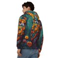thumbnail image 4 of Zufioo Colorful Owl Forest Print Men's Hooded Cardigan, Zip-up Long-Sleeved Sweatshirt Jacket Sportswear-Small, 4 of 5