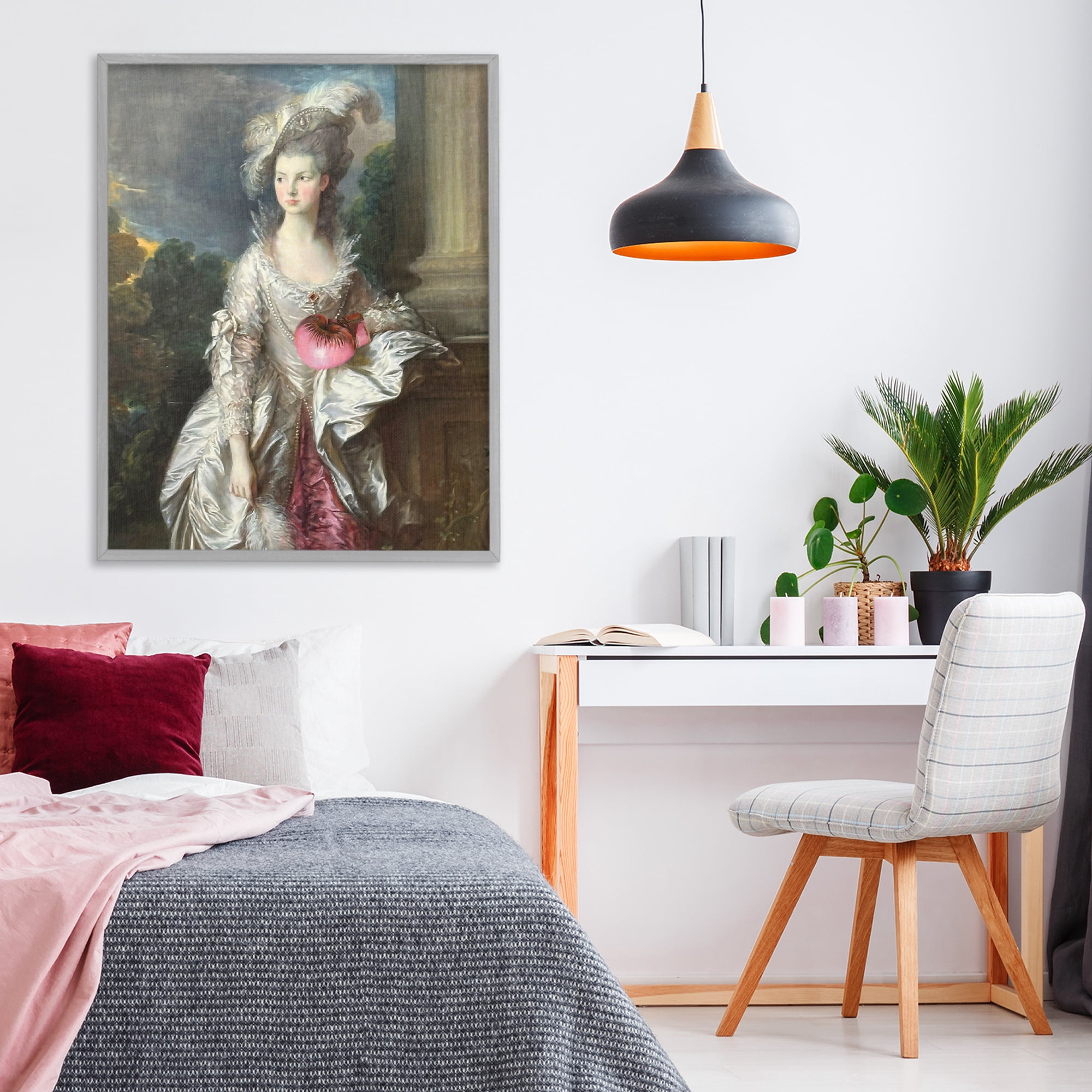 Stupell Industries Historical Lady with Boxing Glove Gray Framed Giclee Art, design by Grotto Studios