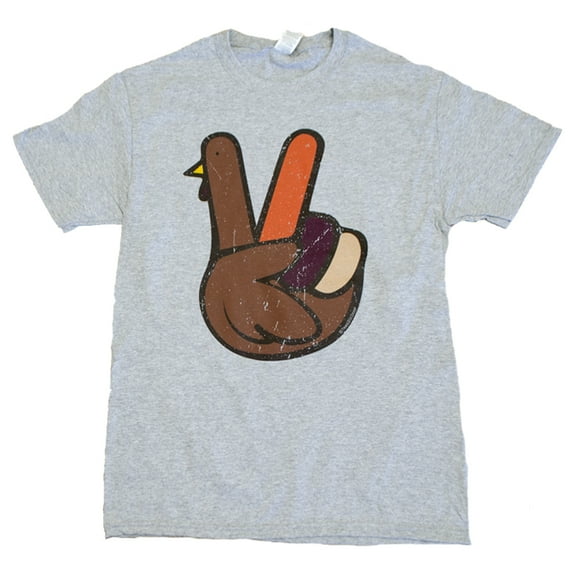 Tees2urdoor Peace Sign Turkey Thanksgiving T-Shirt, Youth Large