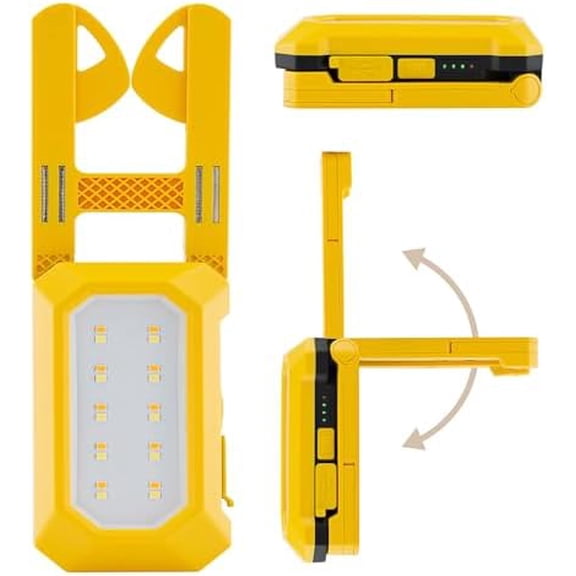 Worklite Pro LED Rechargeable Magnetic Work Light 2.5W 1,500 Lumens 4,000 MaH 8 Hours on Single Charge, Hanging Hook 3 Lighting Modes, Job Site Lighting for Camping, Working, and Emergency