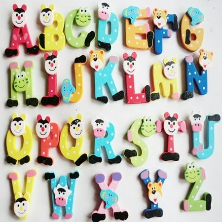 Educational Toy A-Z Letters Alphabet Wooden Fridge Magnet Baby Kids ...