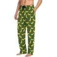 thumbnail image 3 of HPINK-T Yellow Banana Green Background Flame Men's Pajama Pants Super Soft Sleep Lounge Pants Pjs Bottoms with Pockets, 3 of 6