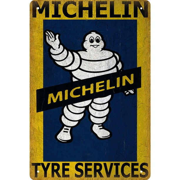 Michelin Man-Placa Metal Vintage chapa para Bar cafetería póster (20x30cm)