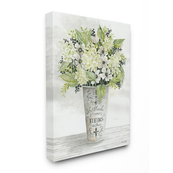 Stupell Industries French Floral Greenery Bouquet Parisian Charm Flowers Botanical & Floral Painting Gallery Wrapped Canvas Art Print Wall Art, 30 x 40