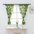 thumbnail image 1 of Shengshi Kitchen Curtains Green Leaves Print Cafe Curtains Quatrefoil Kitchen Tiers Leaves Printed Laundry Window Curtains Sets 1 Panel, 1 of 9