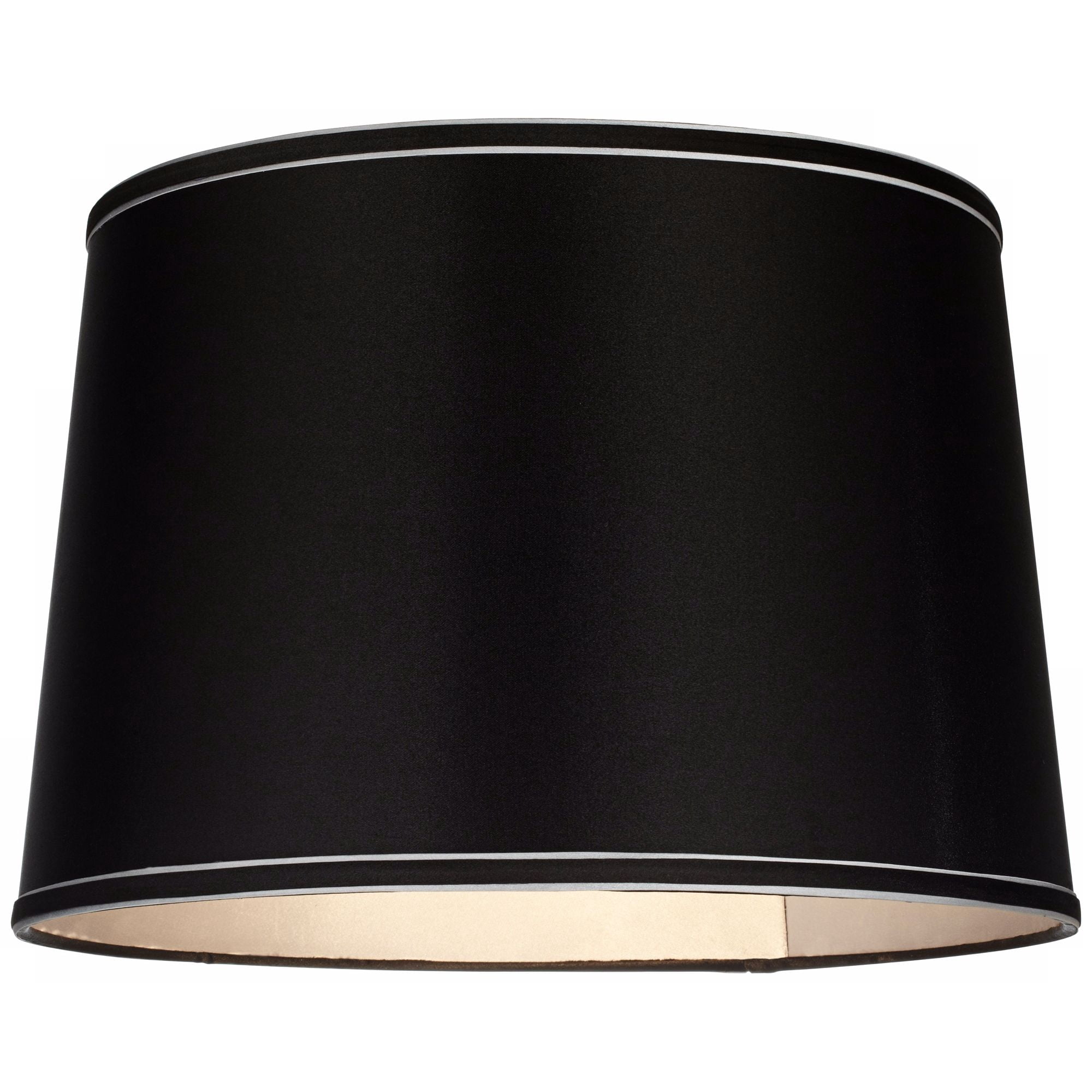Springcrest Sydnee Collection Satin Black Medium Drum Lamp Shade 14" Top x 16" Bottom x 11" Slant x 11" High (Spider) Replacement with Harp and Finial