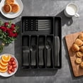 thumbnail image 4 of 49-Piece Black Silverware Set with Flatware Drawer Organizer, Durable Stainless Steel Cutlery Set for 8, Mirror Polished Kitchen Utensils Tableware Service with Steak Knives and Tray, 4 of 10