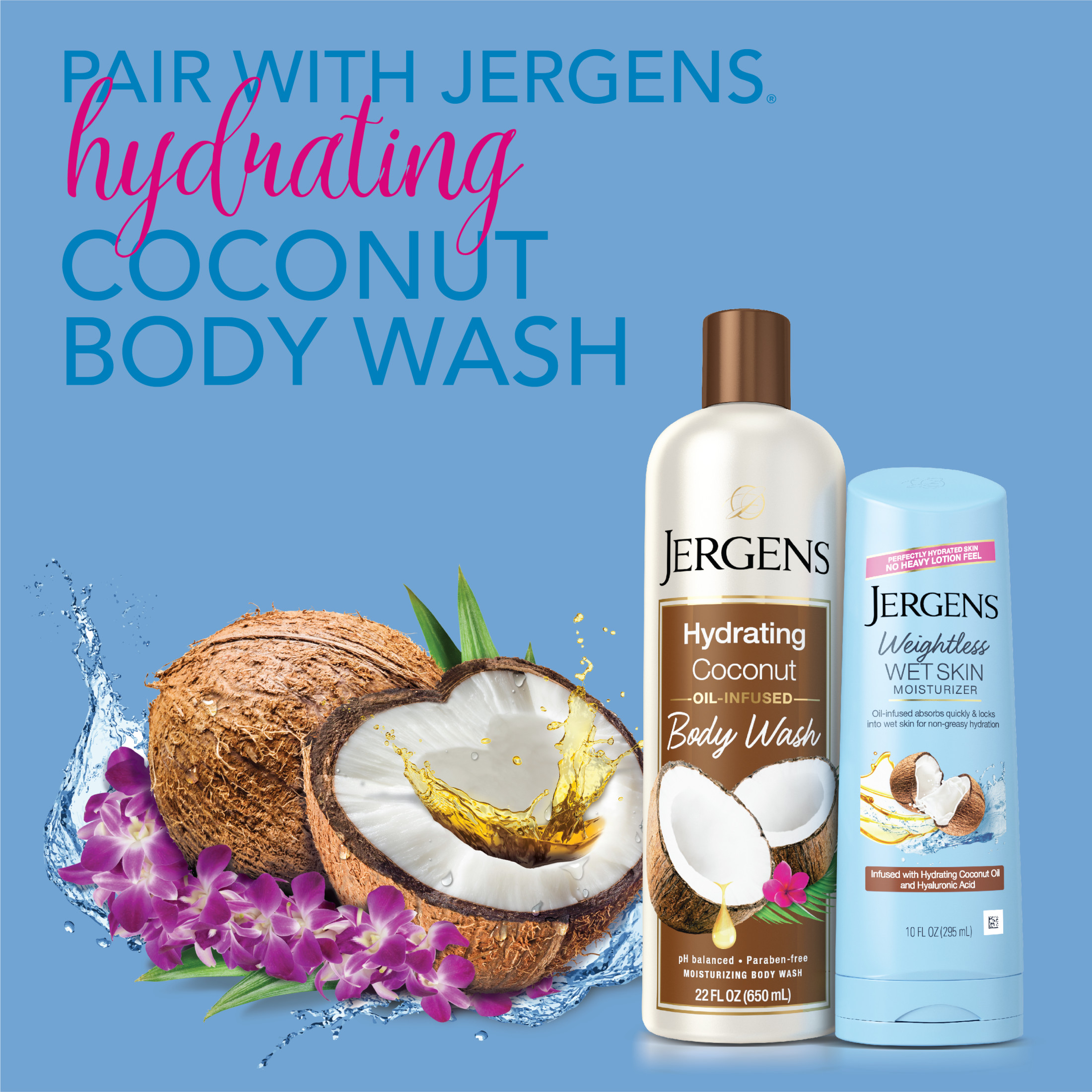 Jergens Wet Skin Body Moisturizer for Dry Skin, In-Shower Body Lotion, Coconut, 10 Oz - image 3 of 11