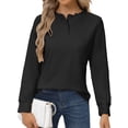 thumbnail image 2 of Waffle Knit Shirts for Women Black L, 2 of 8