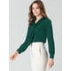 thumbnail image 2 of INSPIRE CHIC Blusa Elegante De Oficina De Trabajo Para Mujer, Camisa Plisada Con Cuello De Lazo Y Manga Larga Verde oscuro L, 2 of 6