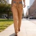 thumbnail image 4 of Maplenight Womens Cotton Linen Pants with Pockets Casual Elastic Waist Drawstring Straight Leg Pants Summer Lounge Travel Beach Trousers, 4 of 5