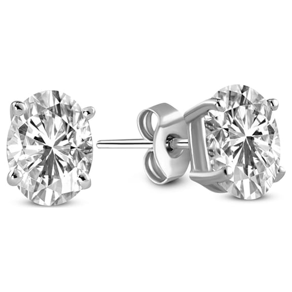 IGI Certified 12 Ct Lab Grown Solitaire Diamond Stud Earrings| 14K White Gold Oval Shape Push Back Prong Setting Friendly Diamonds Earrings | F-G Color, VS1-VS2 Clarity