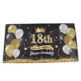thumbnail image 2 of Decoraciones de cumpleaños, telón de fondo de feliz cumpleaños número 18, telón de fondo de feliz cumpleaños negro dorado, telón de fondo de feliz cumpleaños optimizado para la excelencia Jadeshay A, 2 of 8